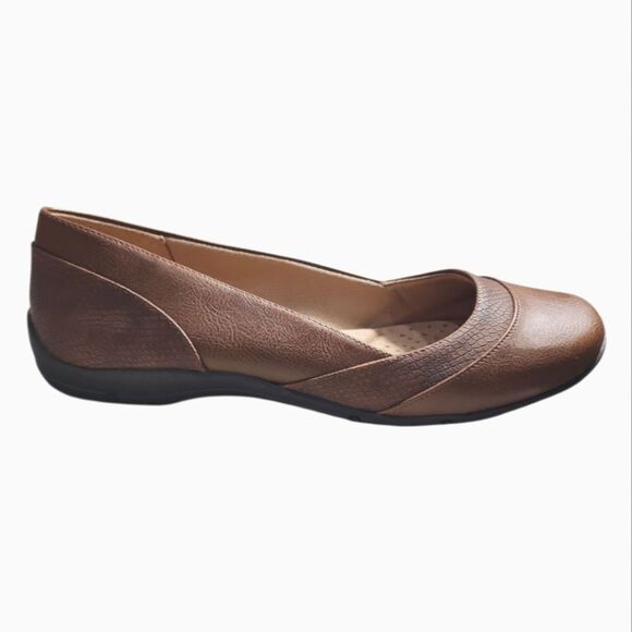 LifeStride Deja Vu Brown Vegan-Leather Snake Print Flats 9M Ballet Flats Earthy - Picture 1 of 8